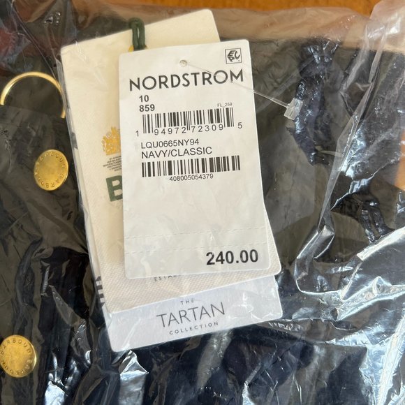 NEW Barbour Millfire Hooded Quilted Jacket navy blue US 10 12 hood tartan plaid - Picture 2 of 15